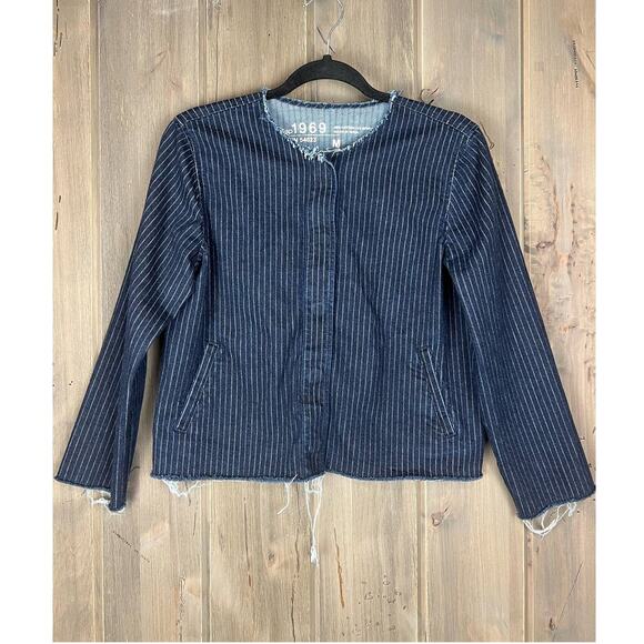 Gap 1969 lightweight striped dark denim jacket, Medium - Picture 1 of 10